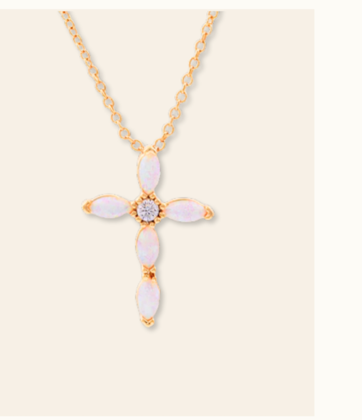 Marquise Opal Cross Necklace