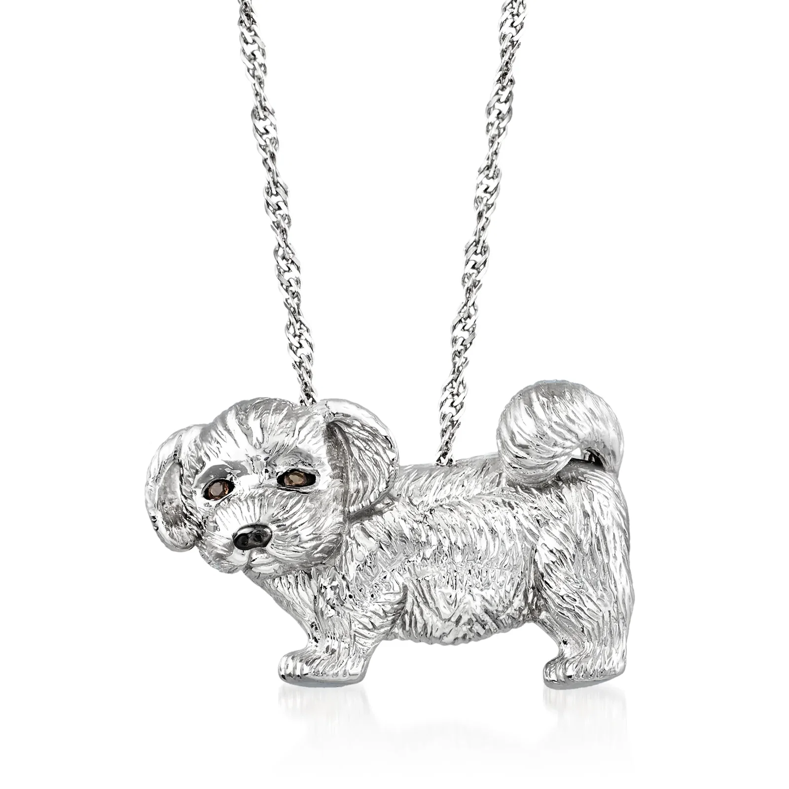 Image of Sterling Silver Dog Pin/Pendant with Smoky Quartz