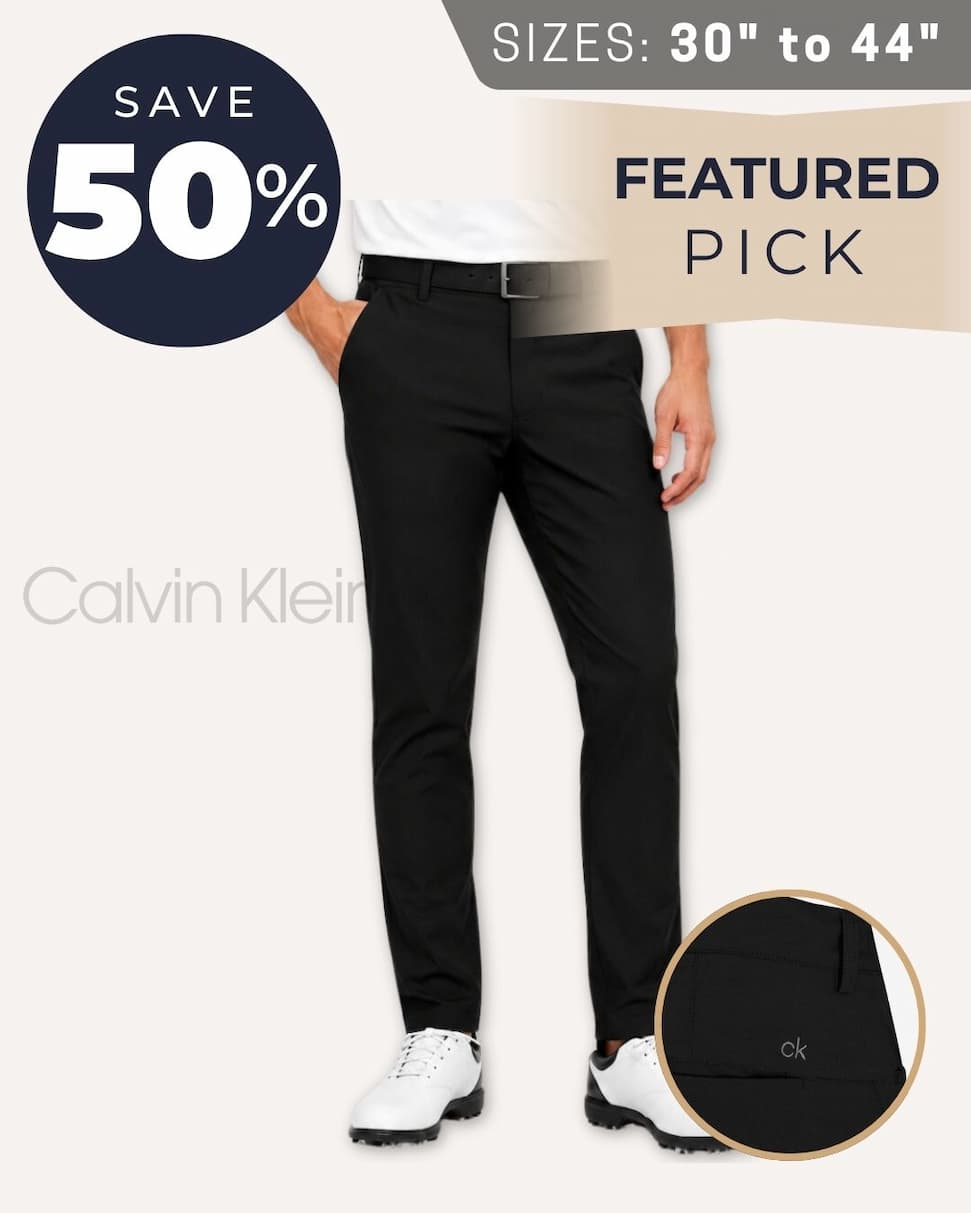 Calvin Klein Mens 2026 Tech Slim Fit Lightweight Golf Trousers