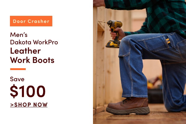 Door Crasher Men's Dakota WorkPro Leather Work Boots Save $100