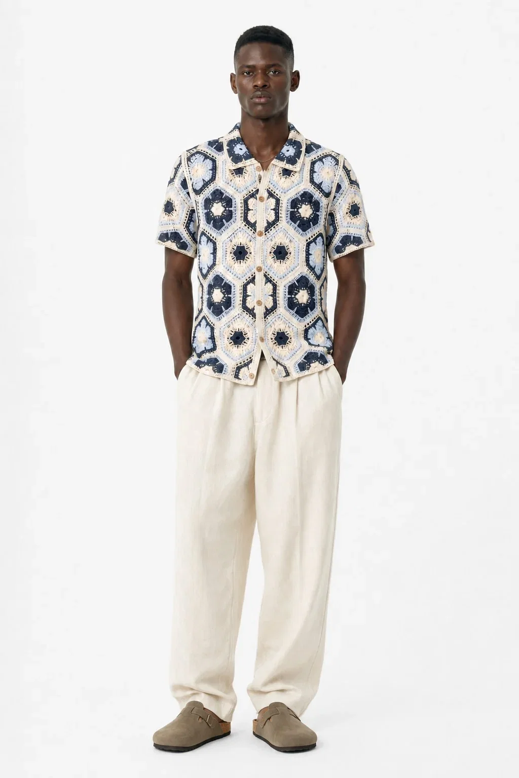 Image of Crochet Button-Down Shirt