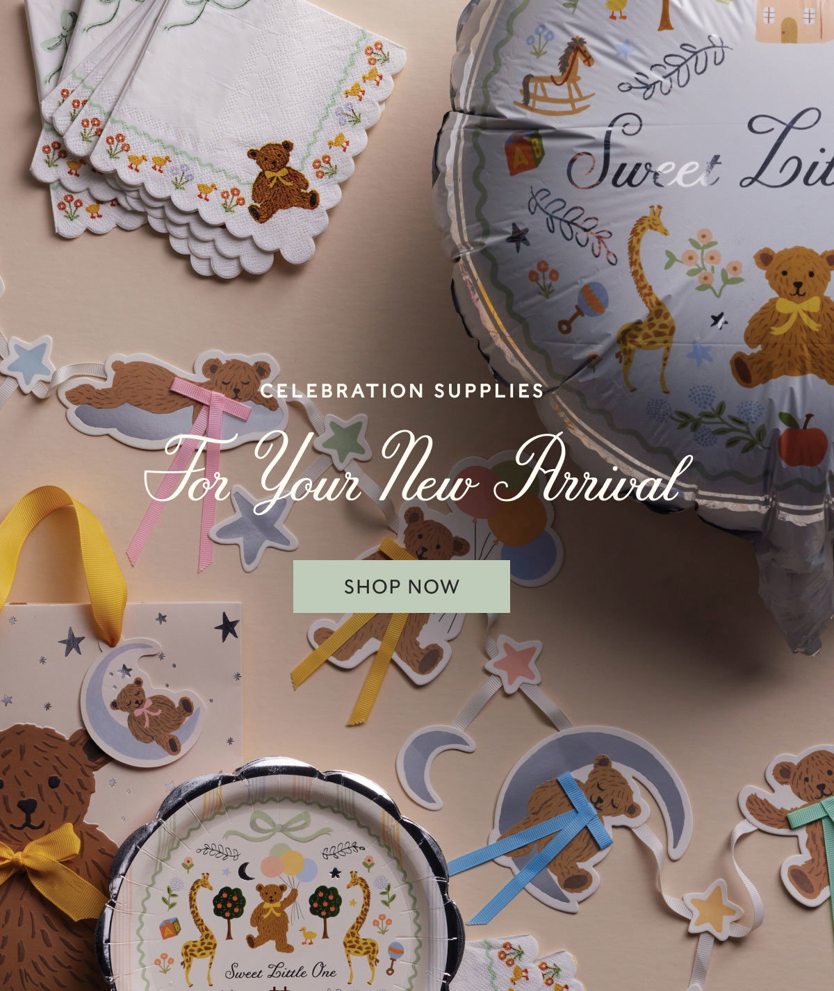 For Your New Arrival celebration supplies Shop now