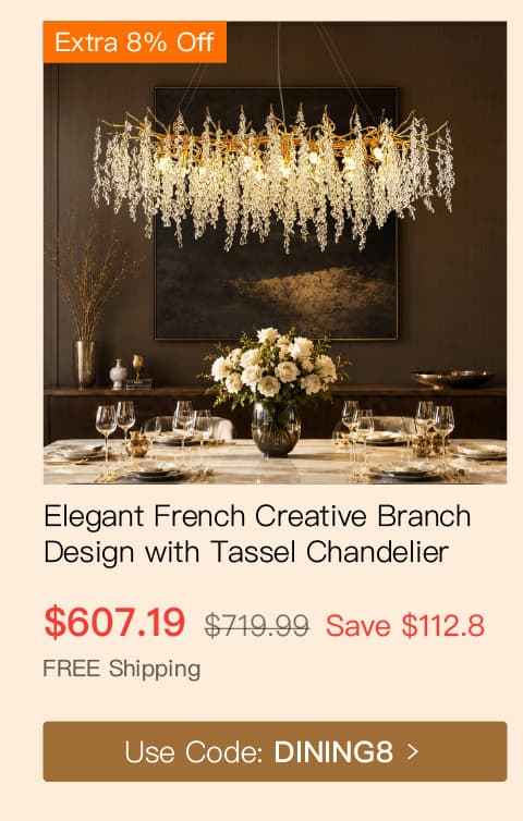 Elegant Luxury French Creative Branch Design with Tassel Glass Chandelier