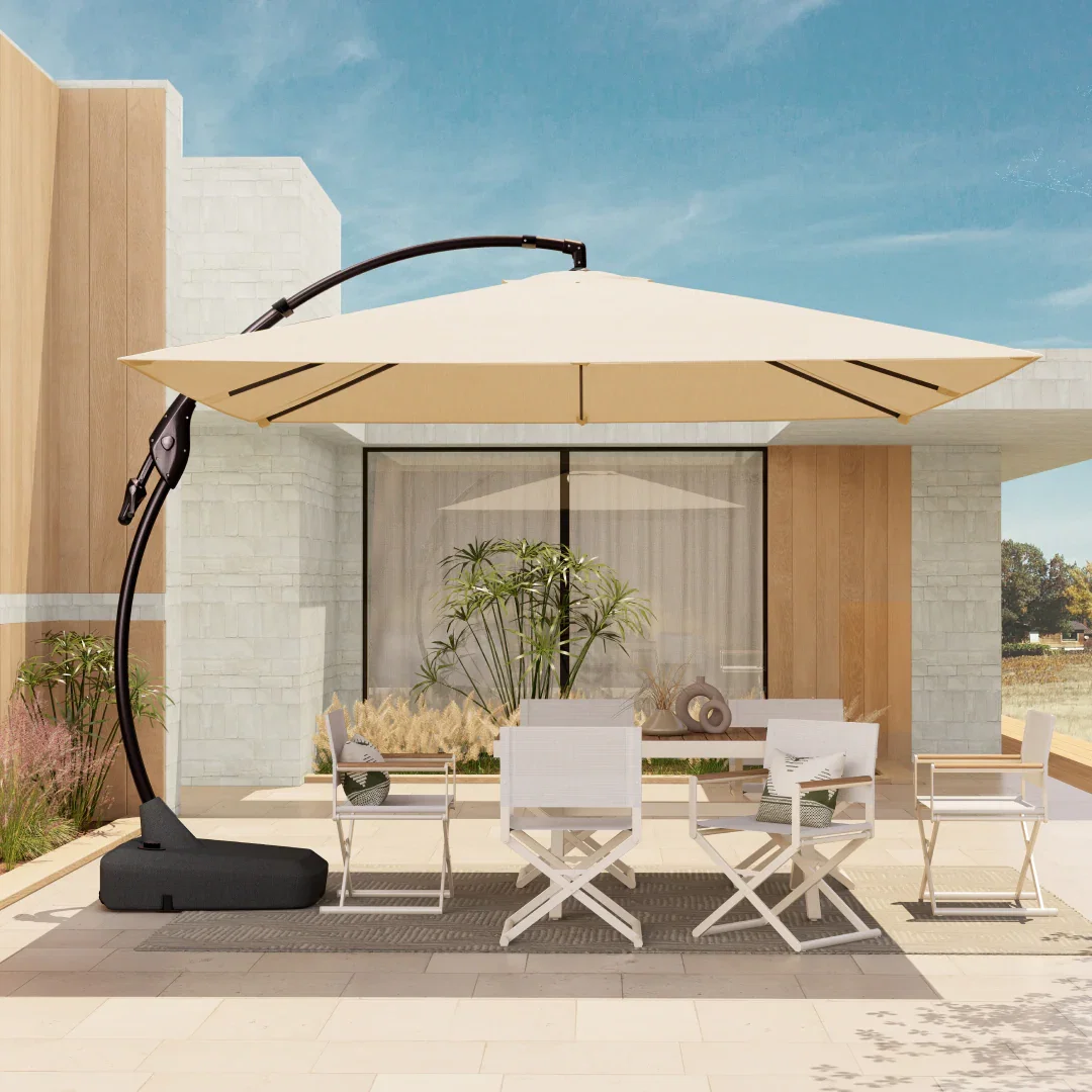 GRAND PATIO 10X10 FT Sunbrella Cantilever Umbrella with Base and Umbrella Cover,  Square Aluminum Patio Umbrella