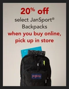 20% off jansport backpacks & lunch bags