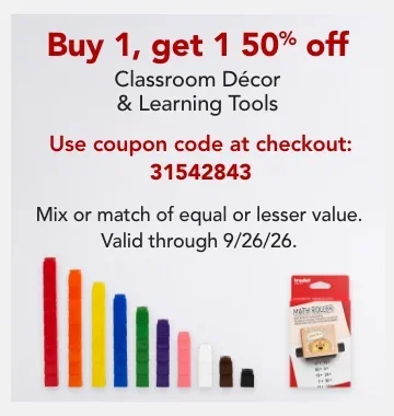 buy 1 get 1 50% classroom décor