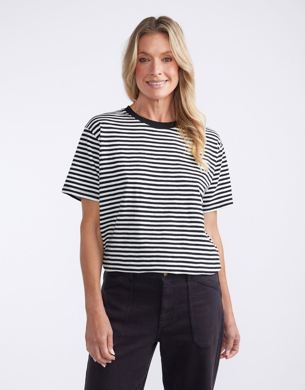Relaxed Tee - Black/White Stripe