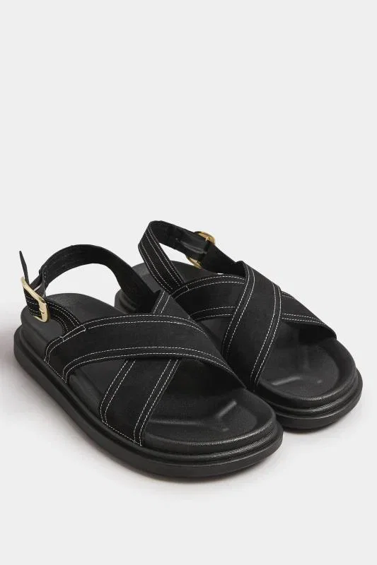 Image of Sandalen in Schwarz mit ZiernÃ¤hten Ã¼berkreuzten Riemen und extra weiter EEE-Passform