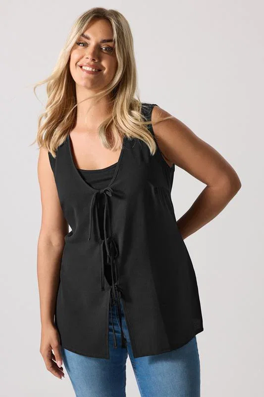 Image of YOURS  Weste in Schwarz mit Schleife vorne