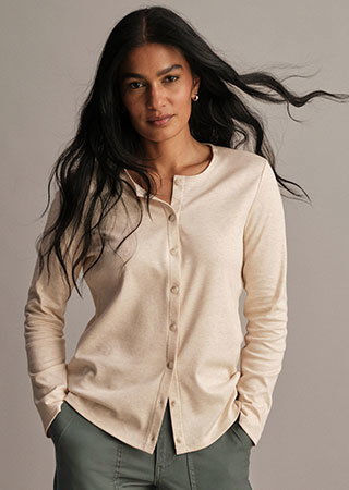 Pima Cotton Crewneck Cardigan