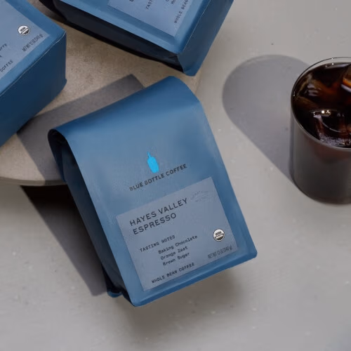 Image of coffee bags and glass.