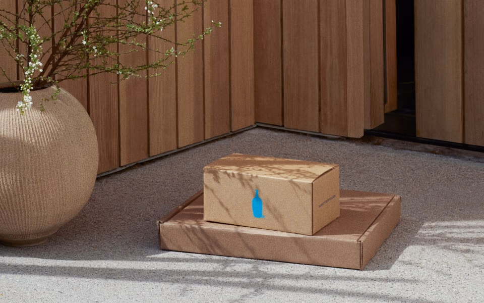 Image of Blue Bottle Coffee package delivery.