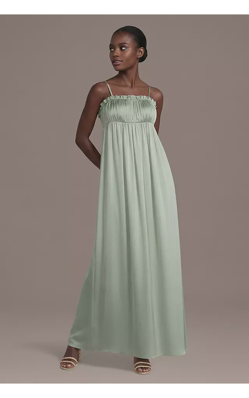 Matte Satin Spaghetti Strap Empire A-Line Dress