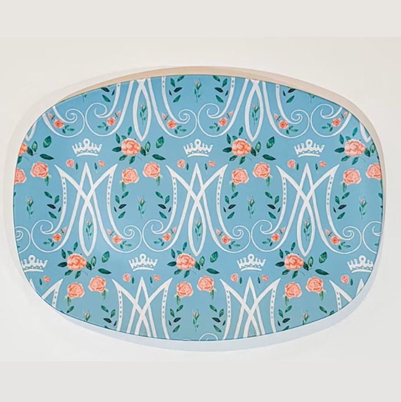 Auspice Maria Floral Platter - Light Blue