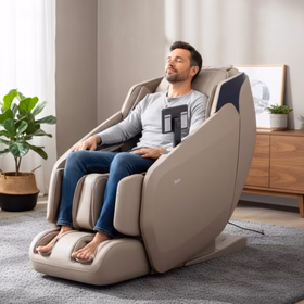 Person relaxing in the Titan TI Reflex 3D massage chair