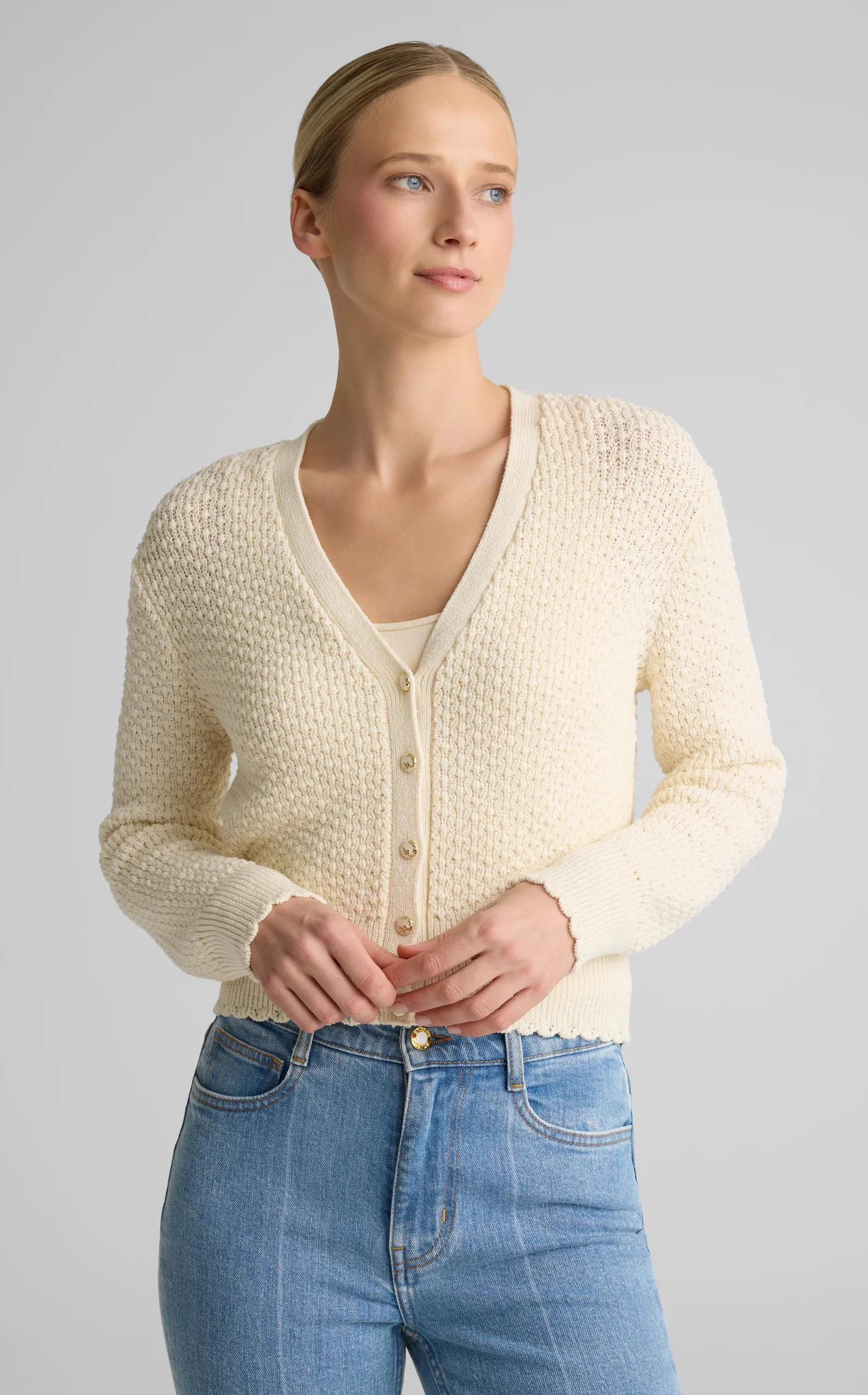 Image of Melody Cardigan in Perlé Crepe Knit