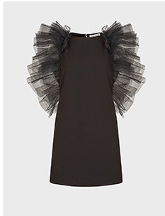 Black Mini Dress With Statement Tulle Sleeves