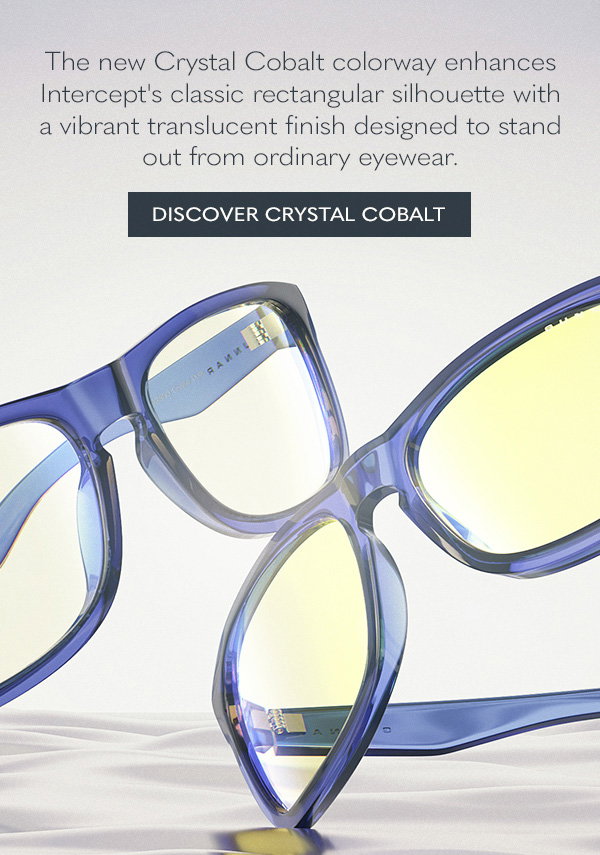 The new Crystal Cobalt colorway enhances Intercept's classic rectangular silhouette with a vibrant translucent finish designed to stand out from ordinary eyewear. Discover Crystal Cobalt