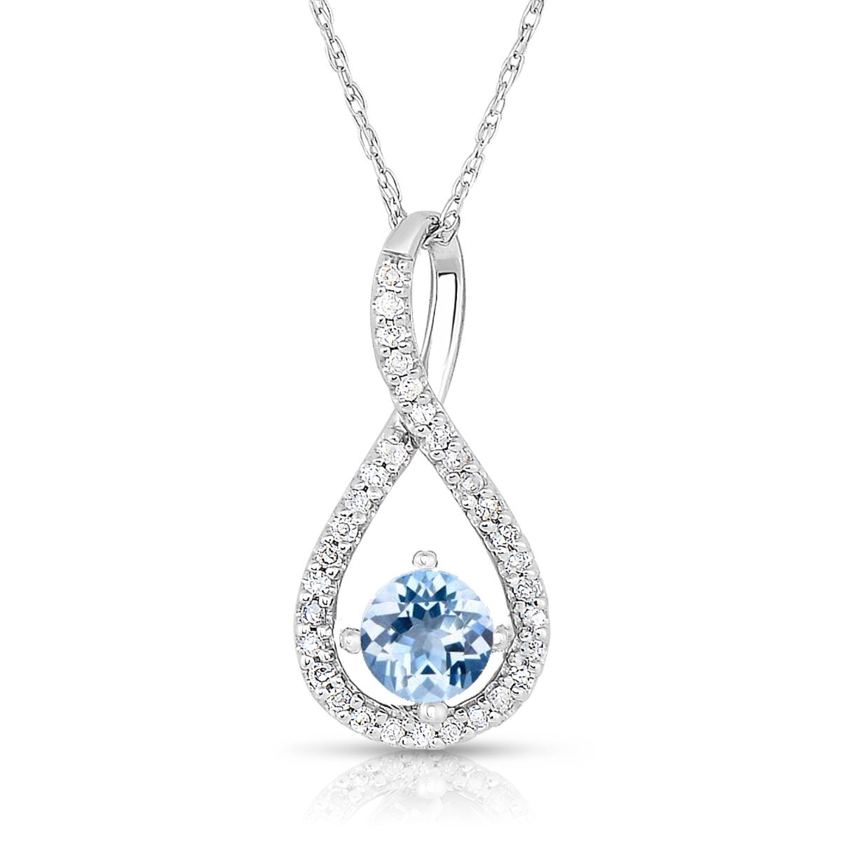 Image of Aquamarine & Diamond Infinity Drop Pendant in Sterling Silver