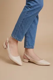 Jerry Slingback Pointed Faux Leather Flat Shoes