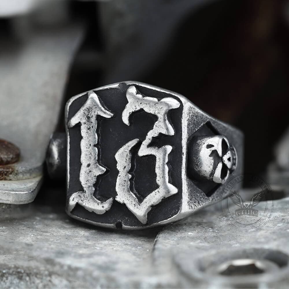 Image of Vintage 13 Stainless Steel Skull Ring