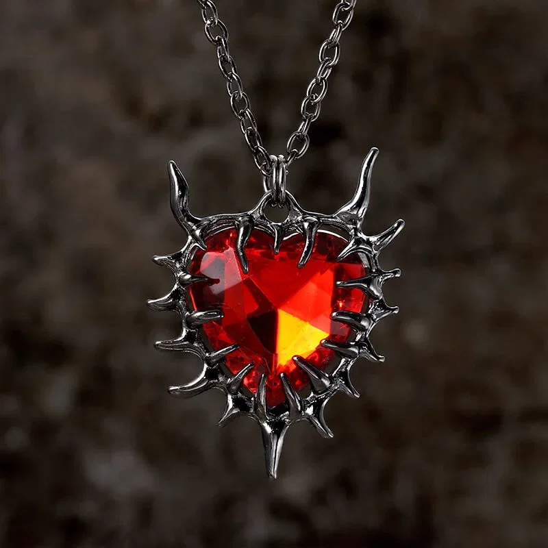 Image of Dark Thorn Heart Alloy Gothic Necklace