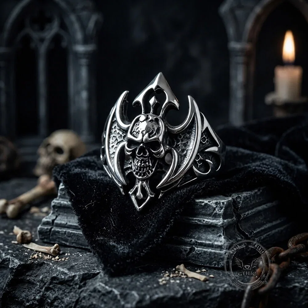 Image of Punk Bat Skull Stainless Steel Gothic Ring