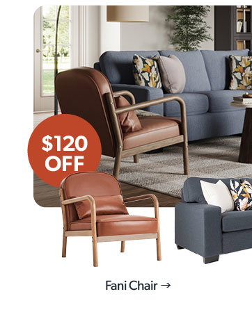 120 dollars off. Featured Fani Chair. Click to shop.