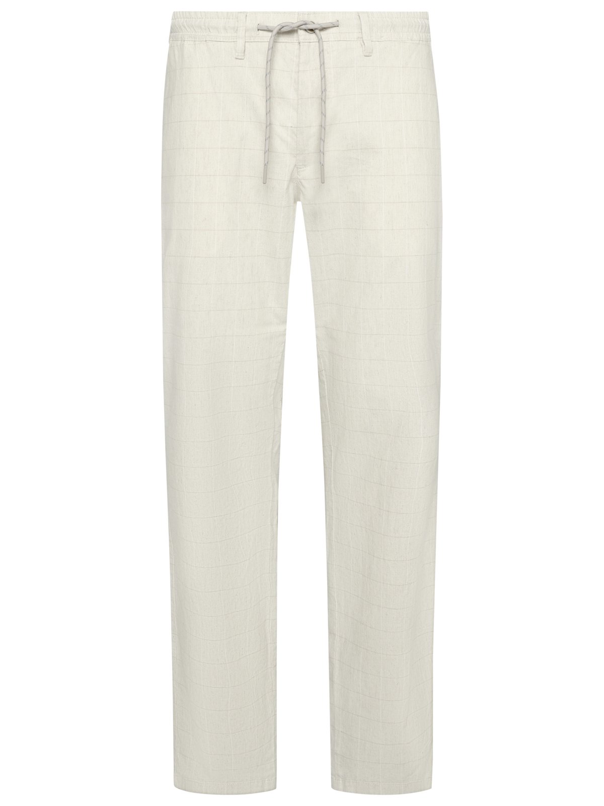 Checked trousers in a cotton-linen blend with elasticated waistband