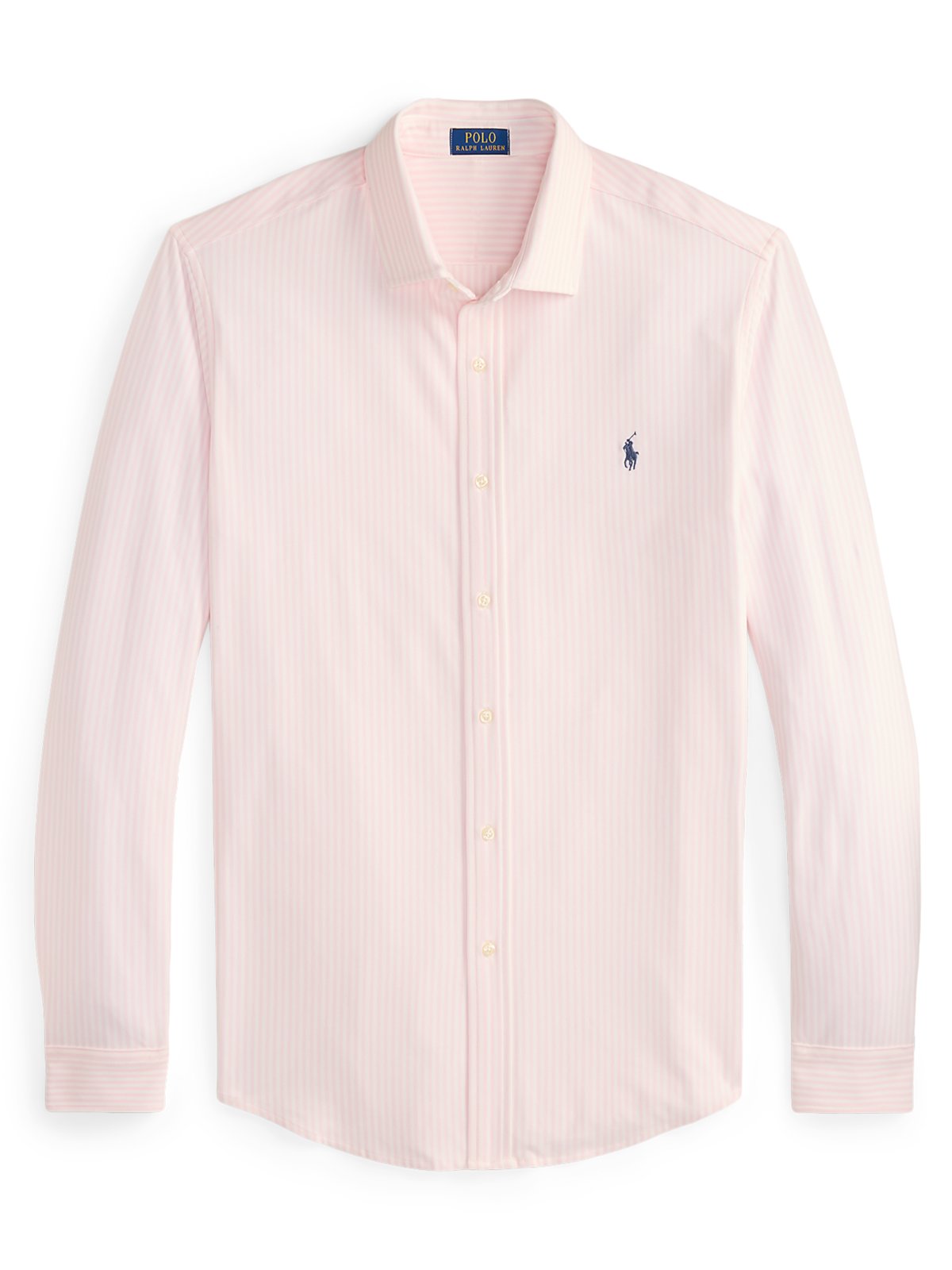Jersey shirt with stripe pattern and logo embroidery