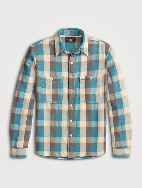 Cotton Twill Workshirt In Plaid Print