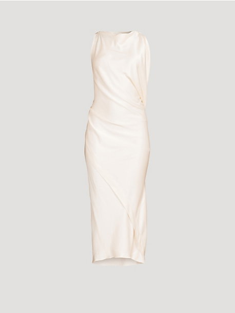 Kyra Draped Satin Midi Dress