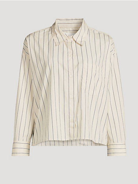 Petite Ami Poplin Shirt In Stripe Print
