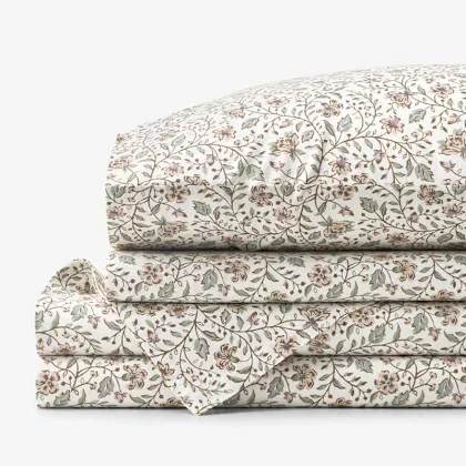 Image of Garden Patch Floral Garment Washed Cotton Percale Bed Sheet Set