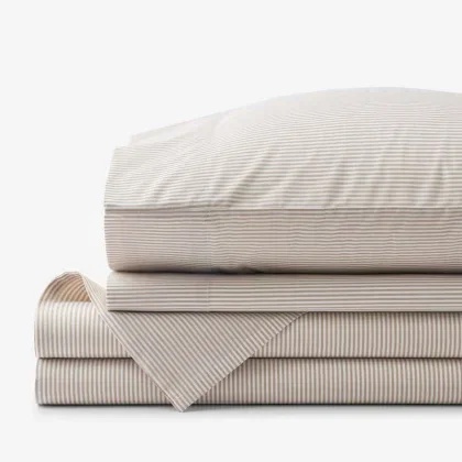 Image of Classic Stripes and Plaids Cool Yarn-Dyed Cotton Percale Bed Sheet Set