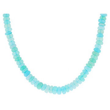 Blue Peruvian opal sterling silver bead strand necklace