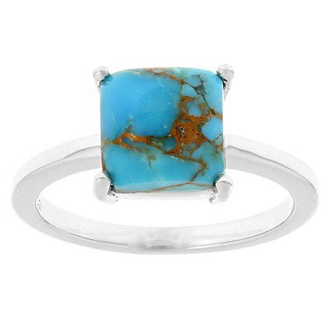 Blue Composite Turquoise Rhodium Over Sterling Silver Ring