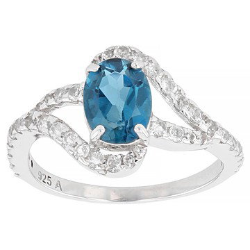 London Blue Topaz Rhodium Over Sterling Silver Ring 1.66ctw