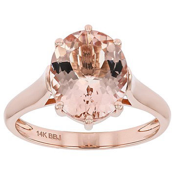Peach Morganite 14K Rose Gold Solitaire Ring 3.00ct