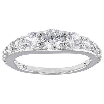 White Cubic Zirconia Rhodium Over Sterling Silver Ring 3.00ctw