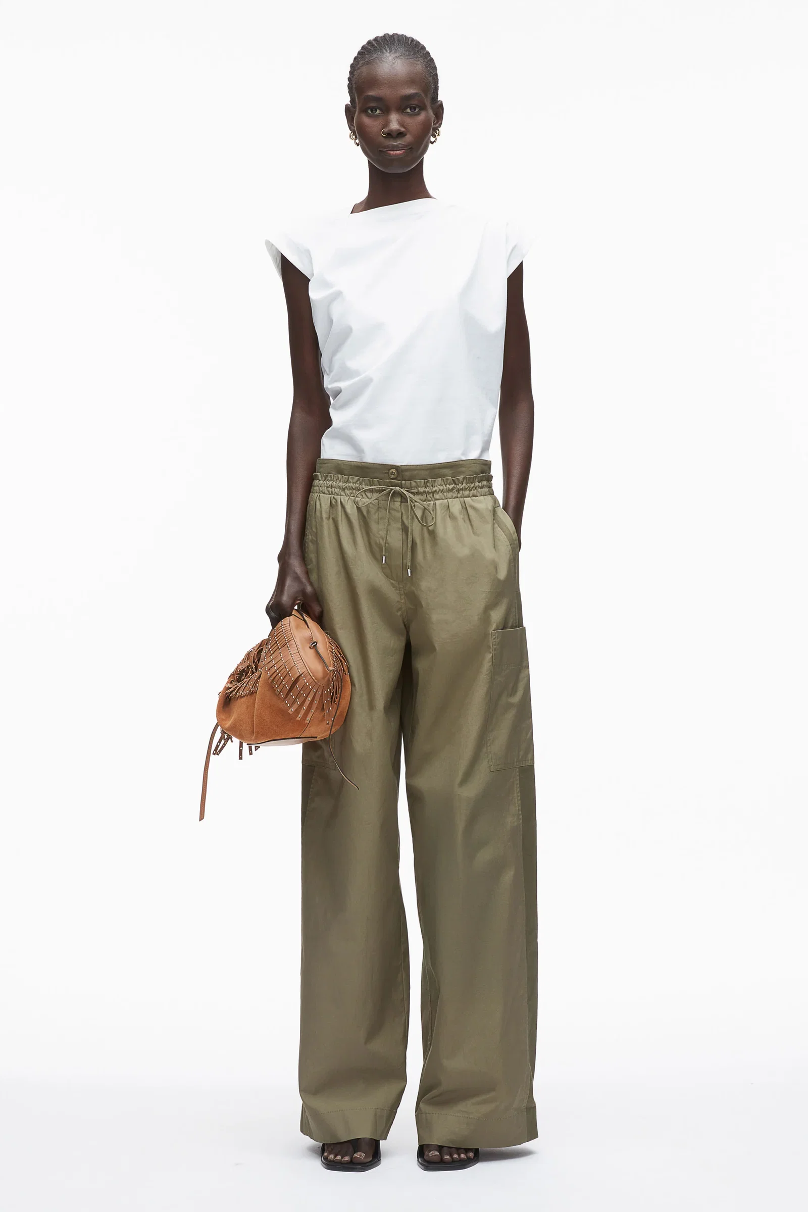 Image of Poplin Double Waistband Pant