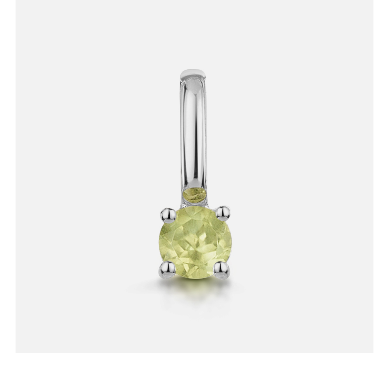 9ct White Gold Round Brilliant Peridot Solitaire Pendant Charm