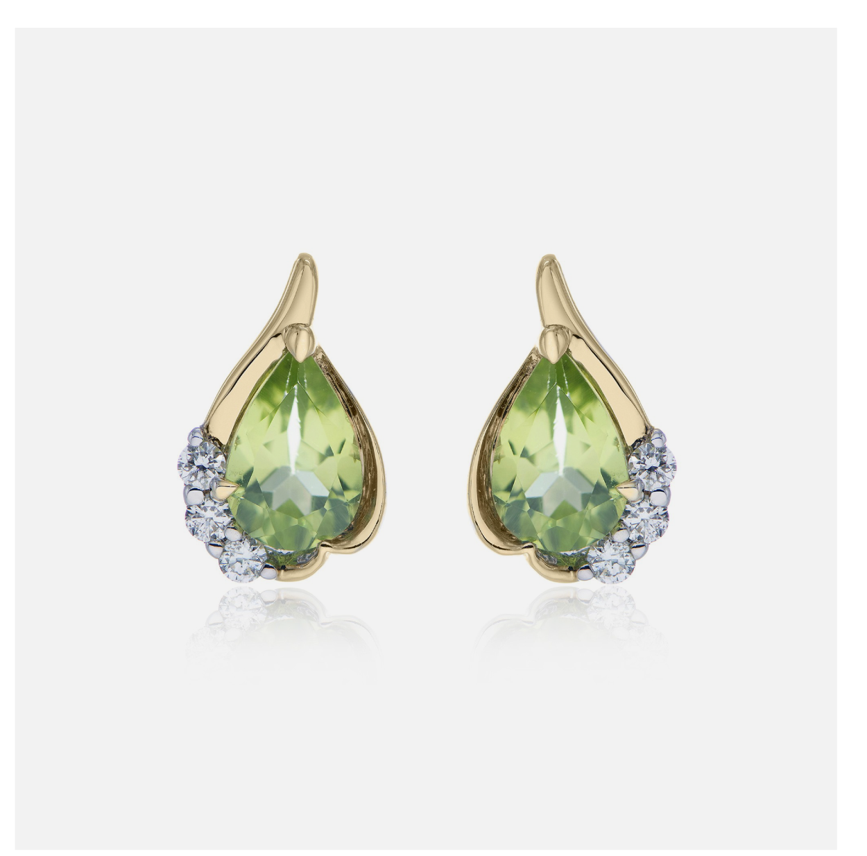 9ct Yellow Gold Pear Shape 0.50ct Peridot Fancy Earrings