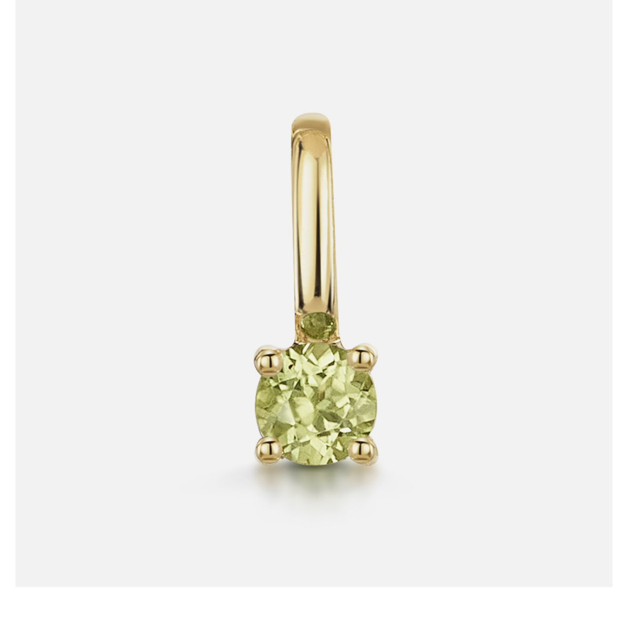 9ct Yellow Gold Round Brilliant Peridot Solitaire Pendant Charm