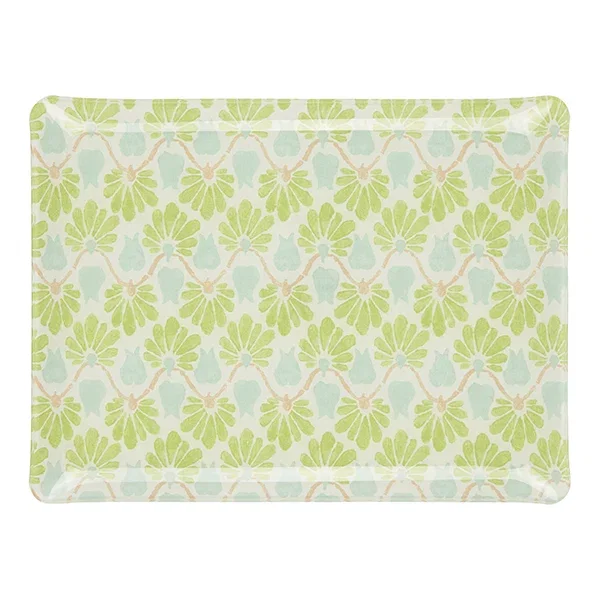 Image of Fabric Tray Medium Ginko Leaf Green/Aqua