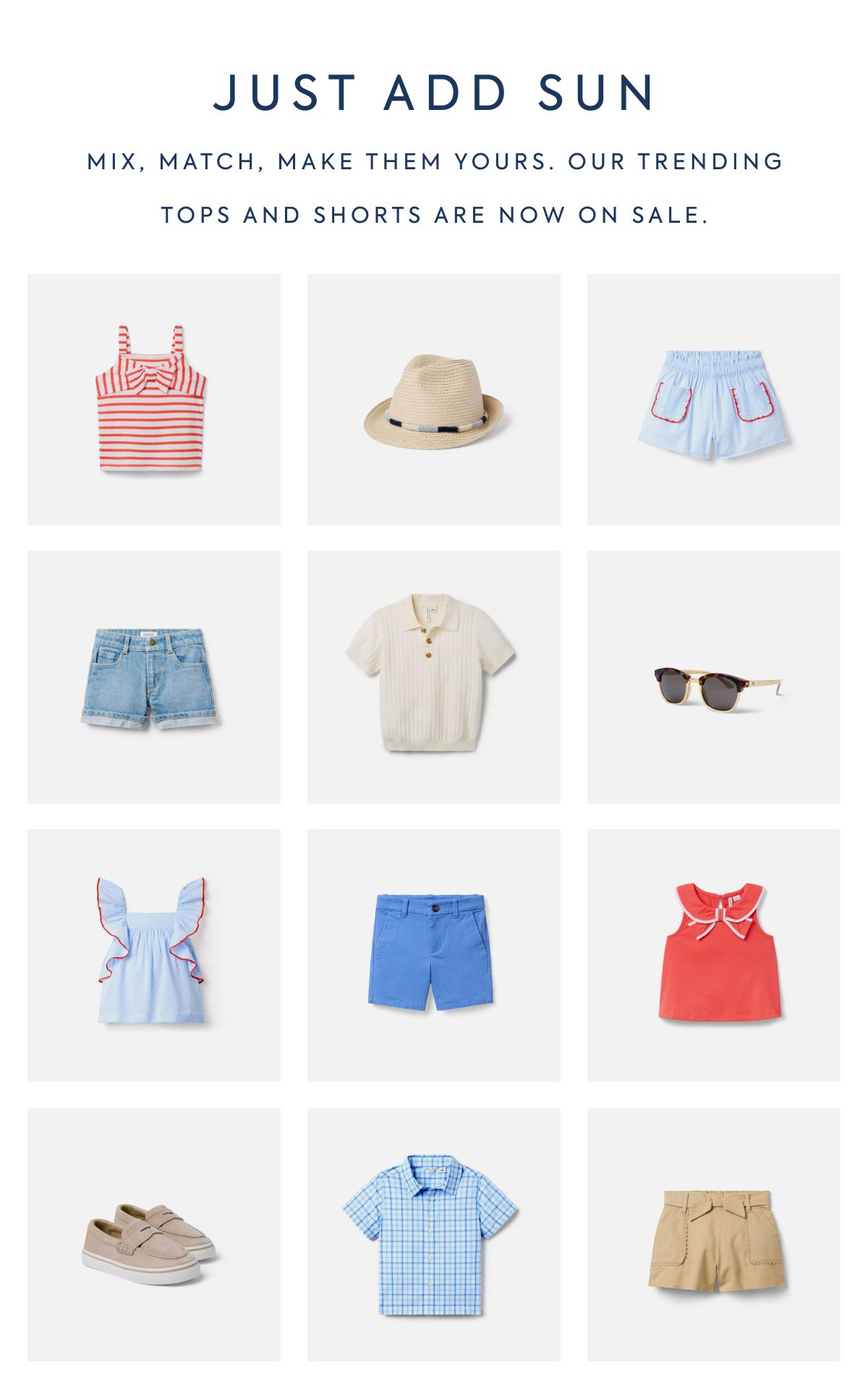JUST ADD SUN: Mix, match, make them yours. Our trending tops and shorts are now on sale.