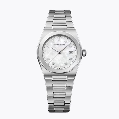 Raymond Weil A.R.T. Date 30mm Mother Of Pearl Diamond Stainless Steel Watch