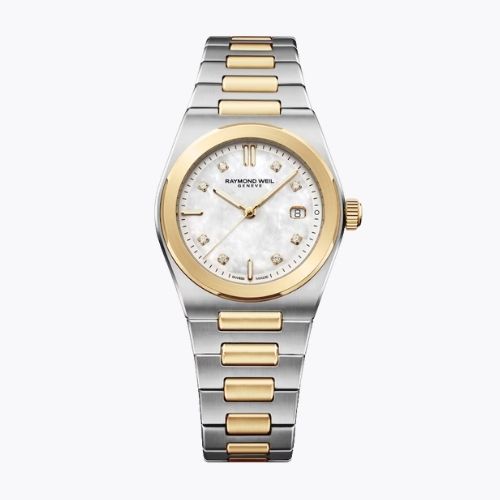 Raymond Weil A.R.T. Date 30mm Mother Of Pearl Diamond Dial & Two Tone Watch