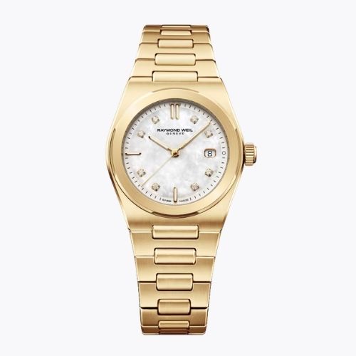 Raymond Weil A.R.T. Date 30mm Mother Of Pearl Diamond Dial & Gold Tone Watch