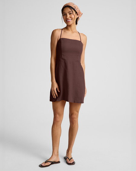 SoftWash Linen Seaside Mini Dress in Iced Mocha